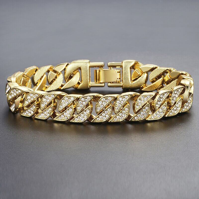 Miami Gold Curb Cuban Bracelet - 11 Étoiles