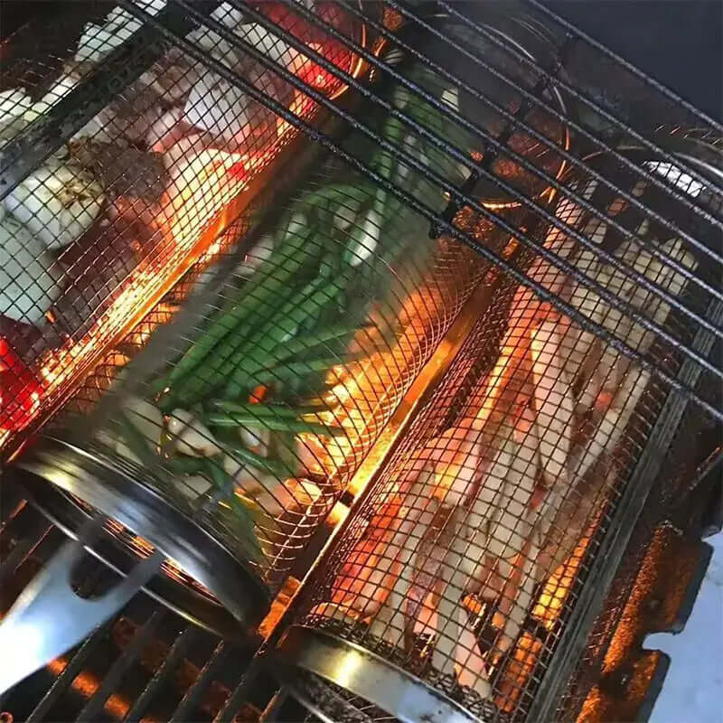 Panier rond en acier inoxydable pour barbecue – Idéal pour les grillades en plein air et le camping