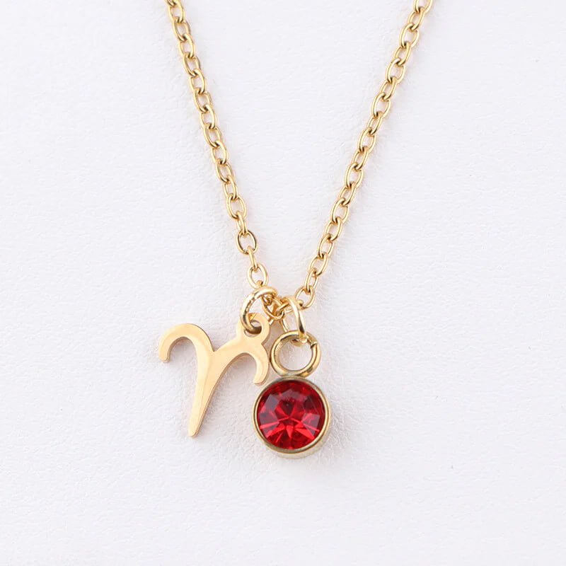 Collier en or avec pierre de naissance du zodiaque