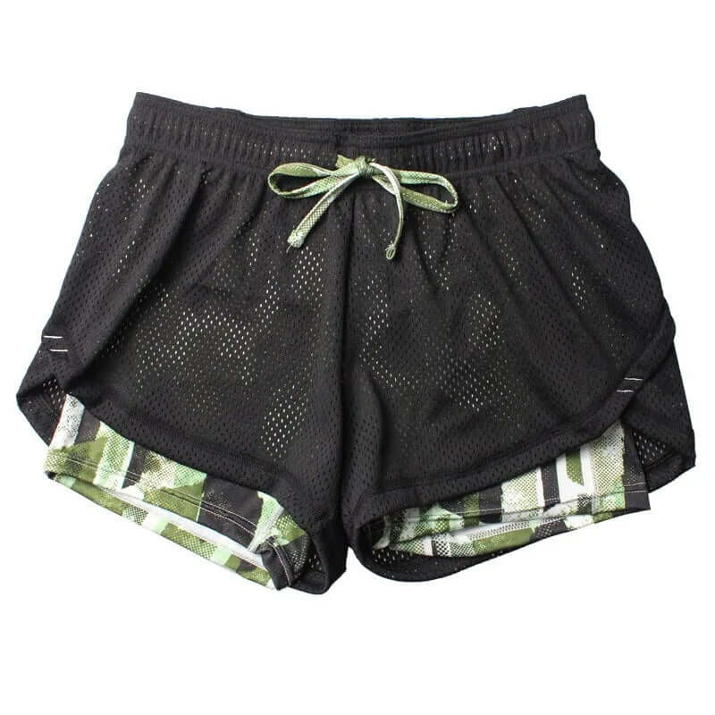 Pantalones cortos de yoga y fitness para mujer: mallas elásticas para correr con paneles de malla transpirable