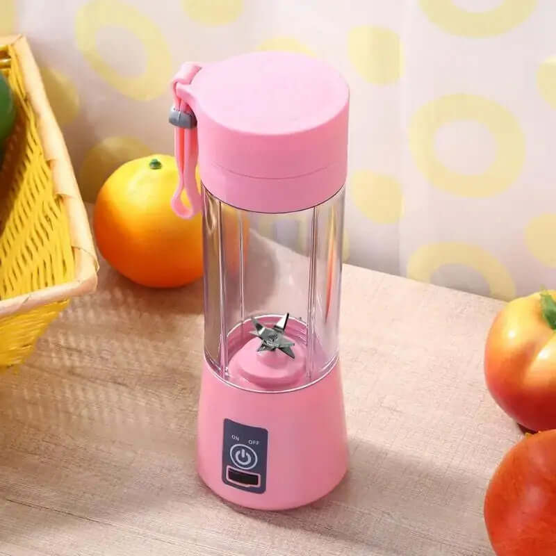 Portable juicer cup electric glass blender, perfect for veggies and fruits like oranges and carrots, compact design for smoothies on-the-go.