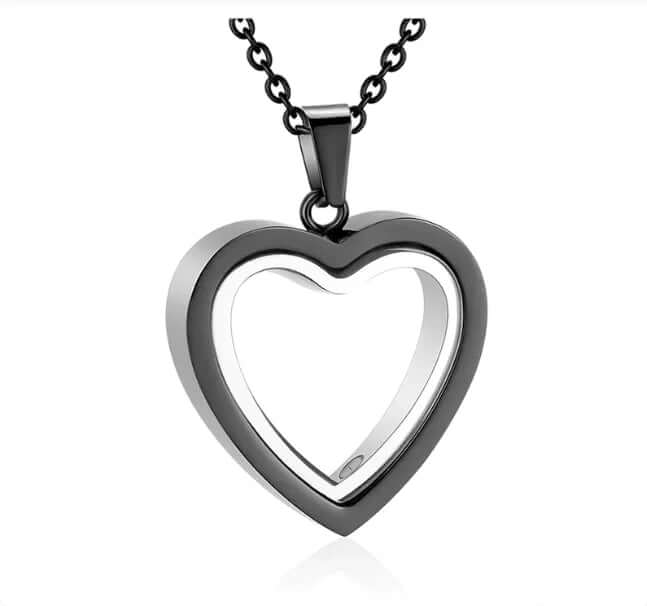 Peach Heart Multi-Color Memorial Locket with Glass Photo Frame