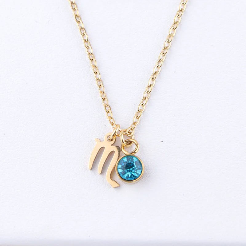 Collier en or avec pierre de naissance du zodiaque