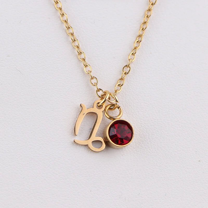 Collier en or avec pierre de naissance du zodiaque