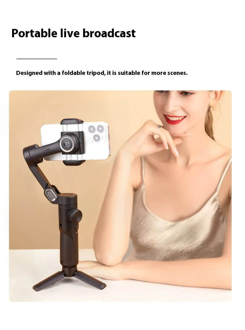 The 3-Axis Smartphone Gimbal is a powerful stabilization tool designed to elevate your mobile photography and videography. With advanced 3-axis stabilization technology, it ensures smooth, shake-free footage, even during dynamic movement. Compatible with most smartphones, this gimbal offers features like object tracking, panorama mode, and time-lapse capabilities for creative shooting.