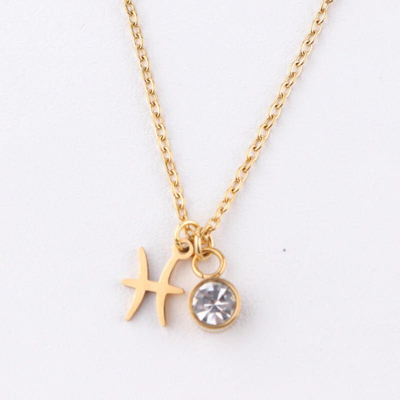 Collier en or avec pierre de naissance du zodiaque