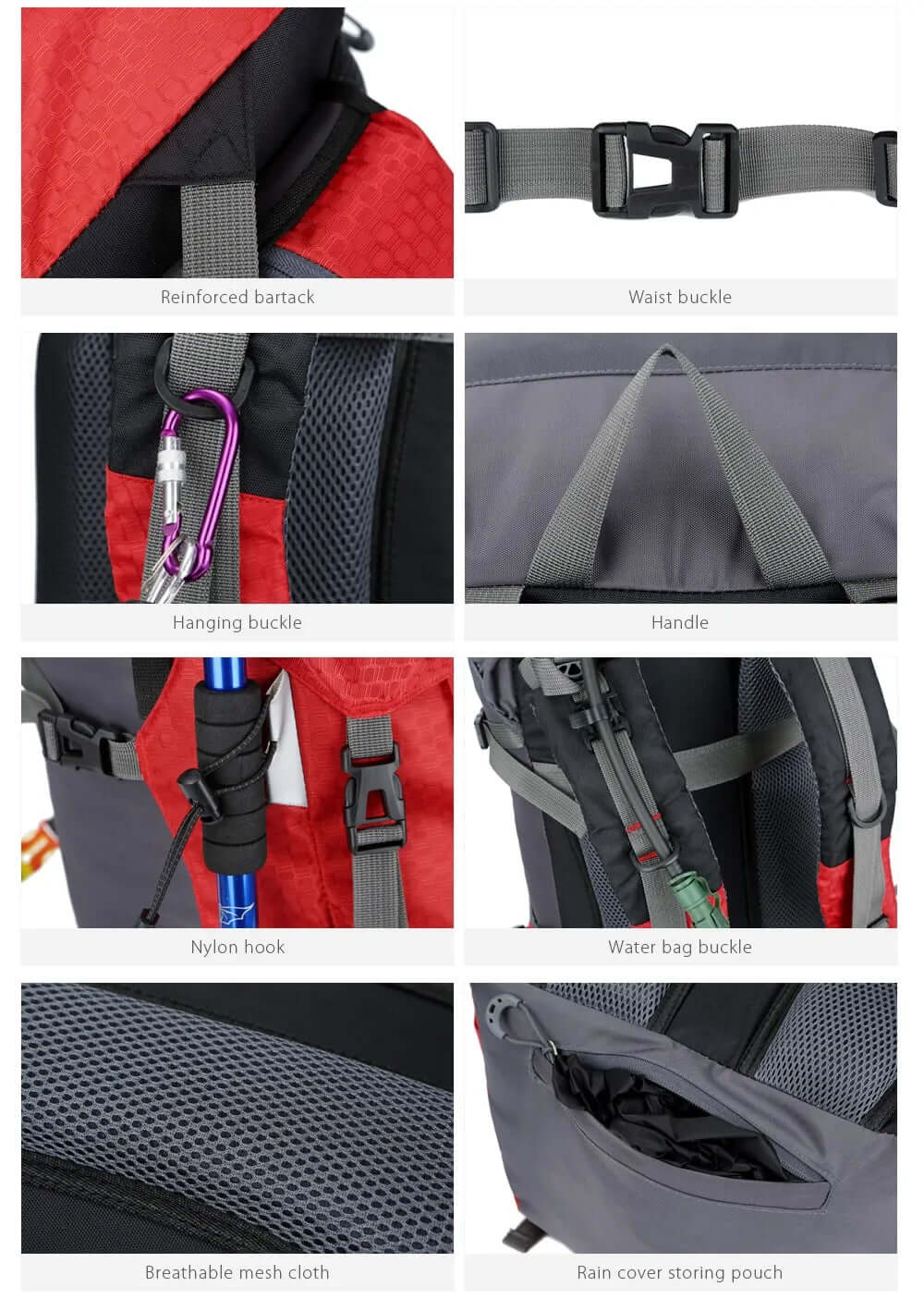 60-Litres Outdoor Camping Backpack with Rain Cover