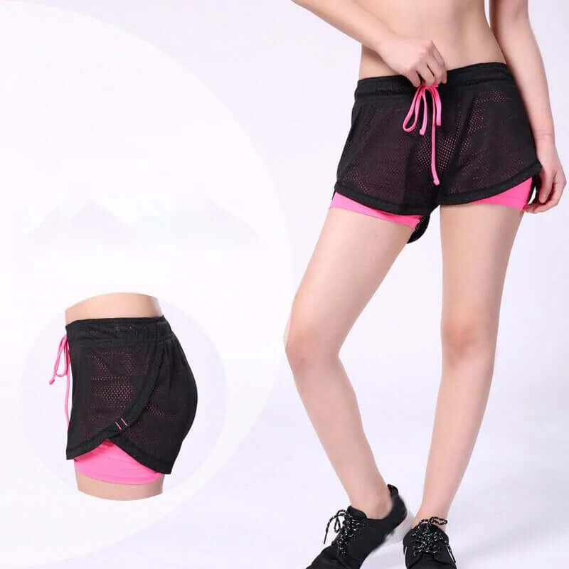 Pantalones cortos de yoga y fitness para mujer: mallas elásticas para correr con paneles de malla transpirable