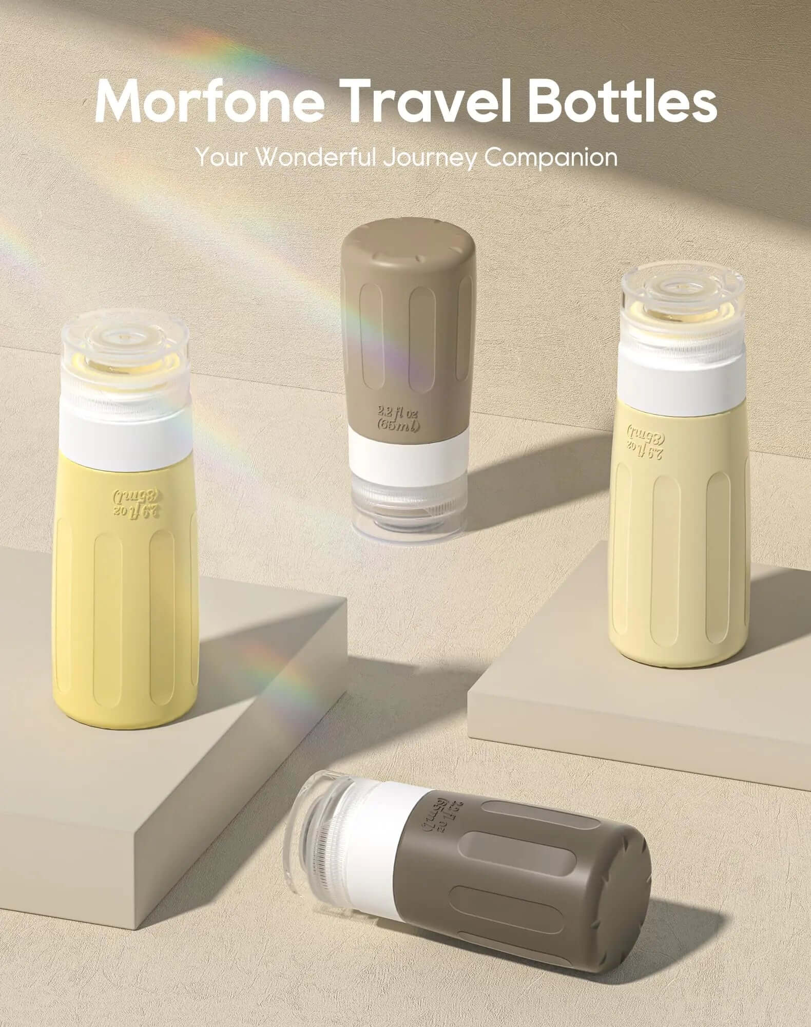 Morfone 16-Pack Travel Bottles Set for Toiletries (Brown Yellow)