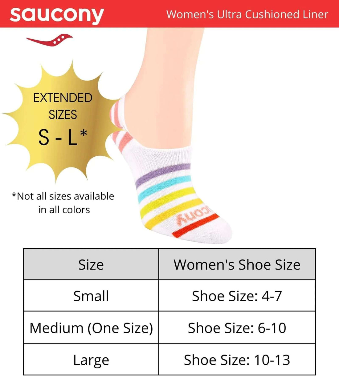 Calcetines invisibles acolchados No Show de Saucony para mujer, talla mediana