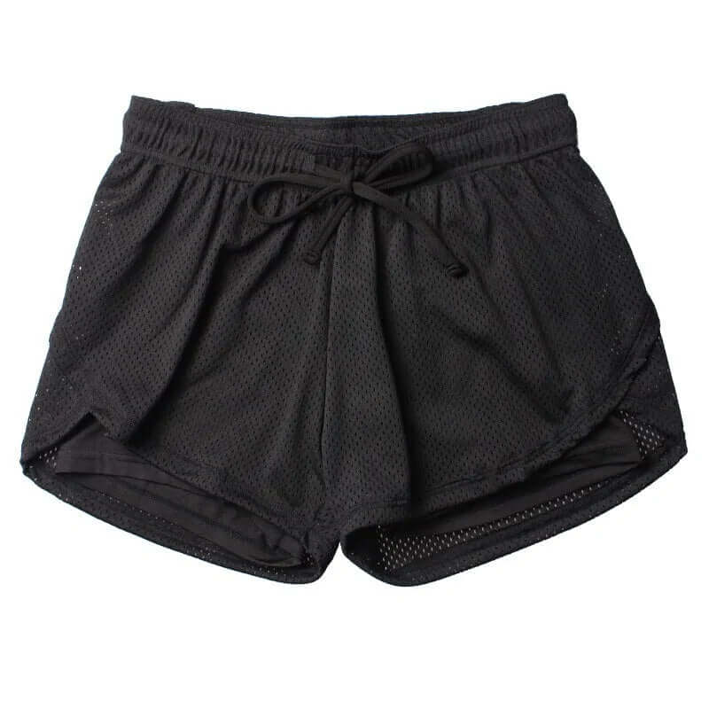 Pantalones cortos de yoga y fitness para mujer: mallas elásticas para correr con paneles de malla transpirable