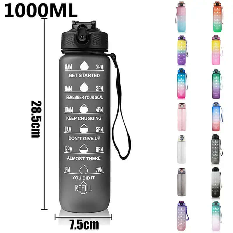 Bouteille d’eau motivante de 1 litre – Restez hydraté toute la journée