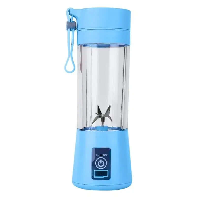Portable juicer cup electric glass blender in blue, perfect for smoothies, extracting juices from fruits and vegetables.