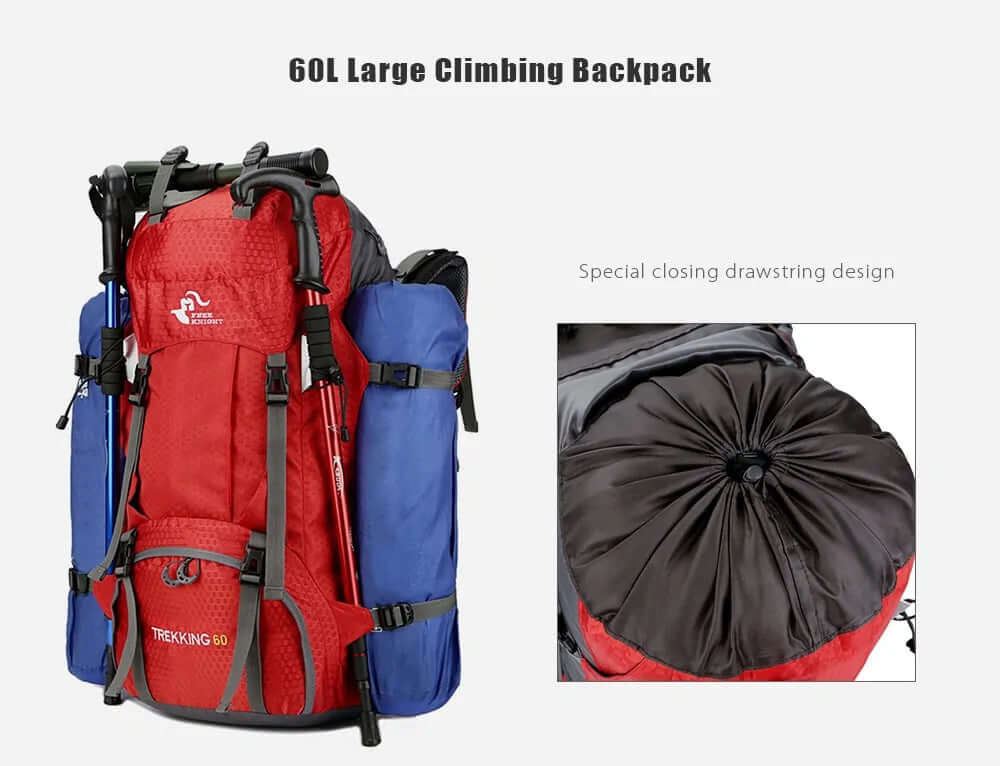 60-Litres Outdoor Camping Backpack with Rain Cover