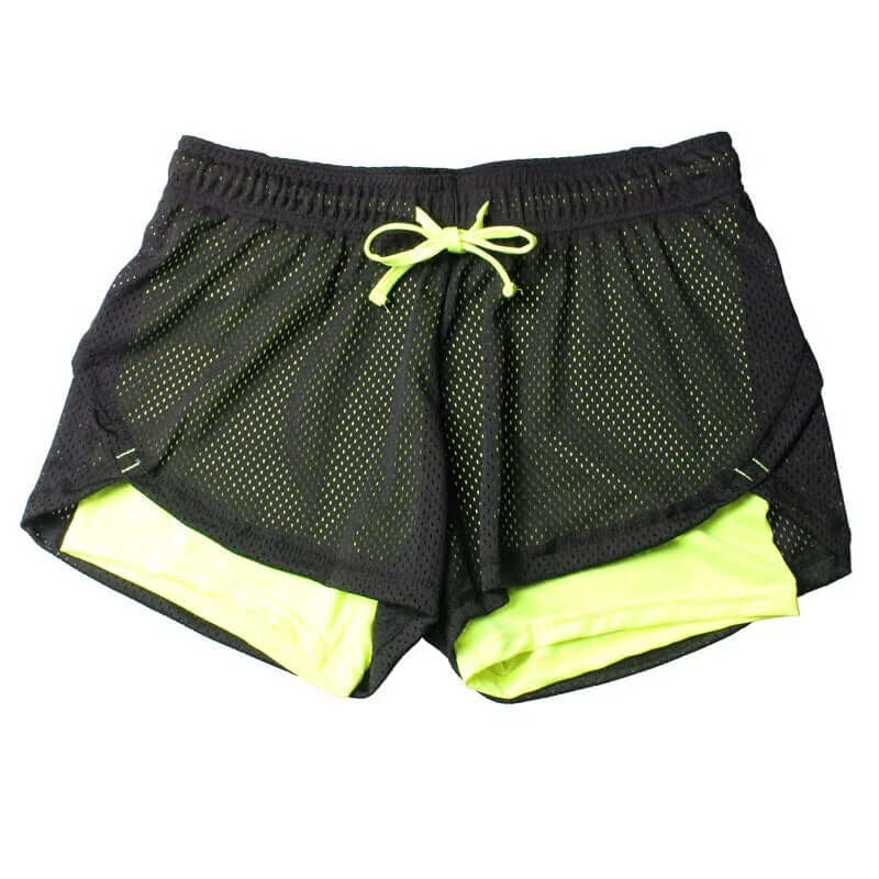 Pantalones cortos de yoga y fitness para mujer: mallas elásticas para correr con paneles de malla transpirable