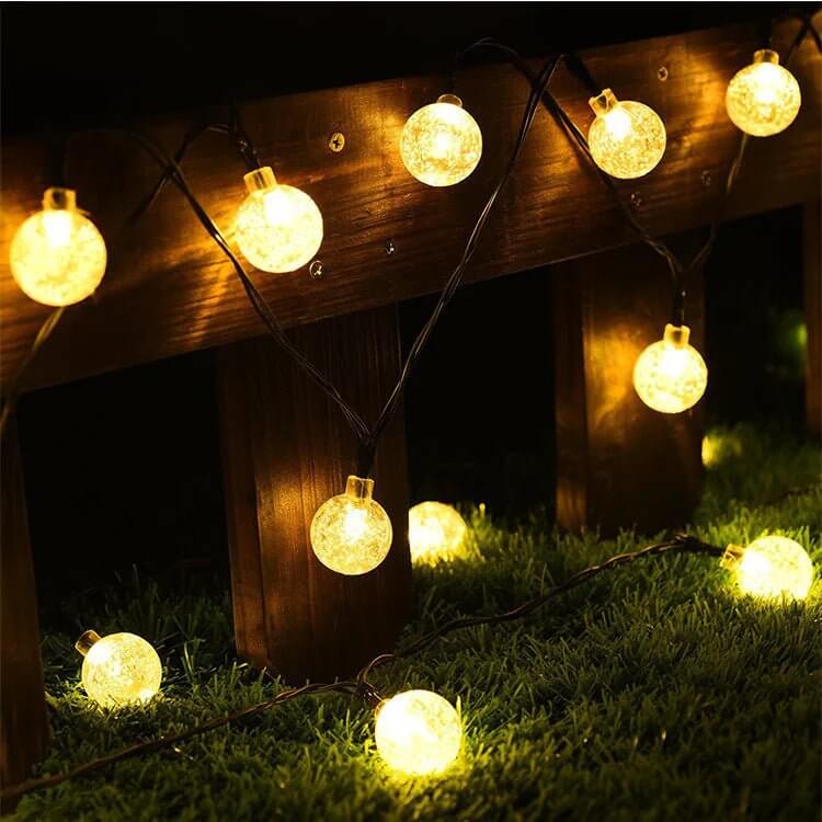 The 60 LED Solar String Lights are the perfect addition to your indoor or outdoor décor, combining functionality with style. Featuring crystal globe lights, these energy-efficient, solar-powered lights offer 8 lighting modes to create the ideal ambiance for any occasion. Built to withstand the elements with a waterproof design, they are perfect for gardens, patios, parties, or holiday decorations. Easy to install and eco-friendly, these string lights add a warm and magical touch to your space, day or night.
