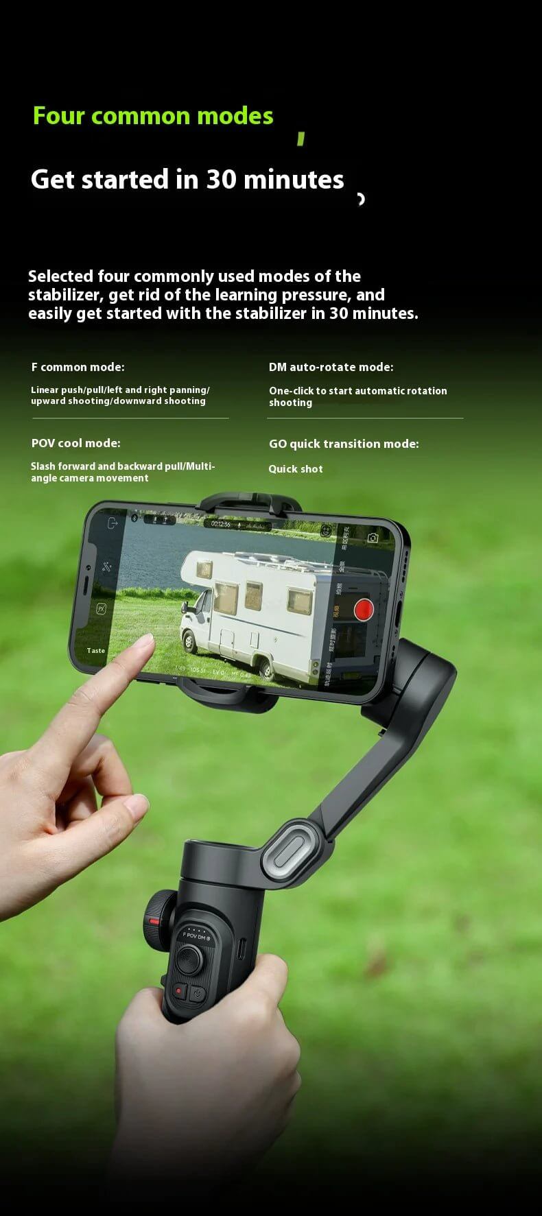 The 3-Axis Smartphone Gimbal is a powerful stabilization tool designed to elevate your mobile photography and videography. With advanced 3-axis stabilization technology, it ensures smooth, shake-free footage, even during dynamic movement. Compatible with most smartphones, this gimbal offers features like object tracking, panorama mode, and time-lapse capabilities for creative shooting.
