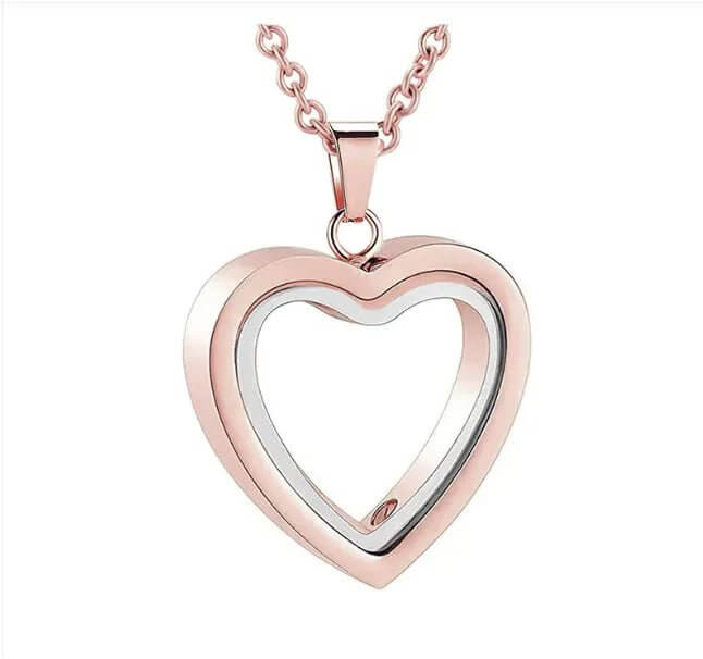 Peach Heart Multi-Color Memorial Locket with Glass Photo Frame