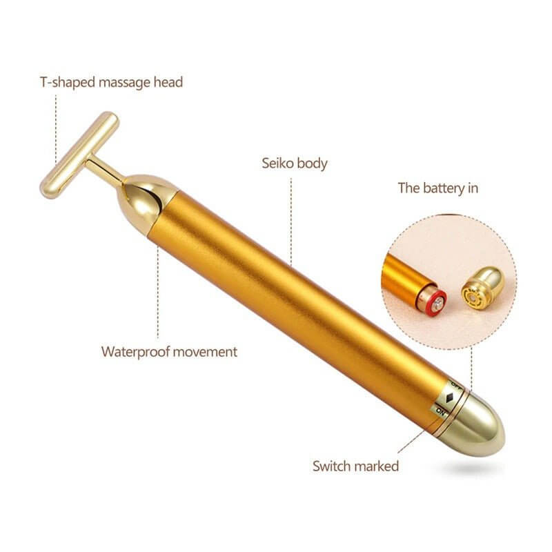 Energy 24K Gold T Beauty Bar Facial Roller Massager - 11 Étoiles