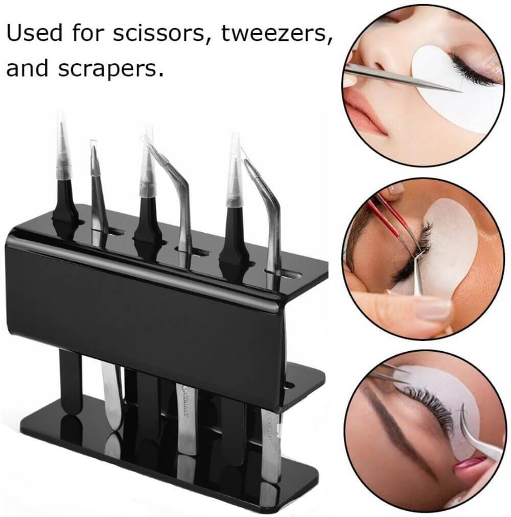 The Acrylic Eyelash Tweezers Holder is the perfect organizer for lash artists and beauty enthusiasts. Crafted from durable, transparent acrylic, this sleek holder keeps your tweezers neatly displayed and easily accessible. Designed to hold multiple tools, it helps maintain a clean, professional workspace while protecting your tweezers from damage.