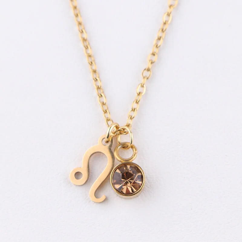 Collier en or avec pierre de naissance du zodiaque