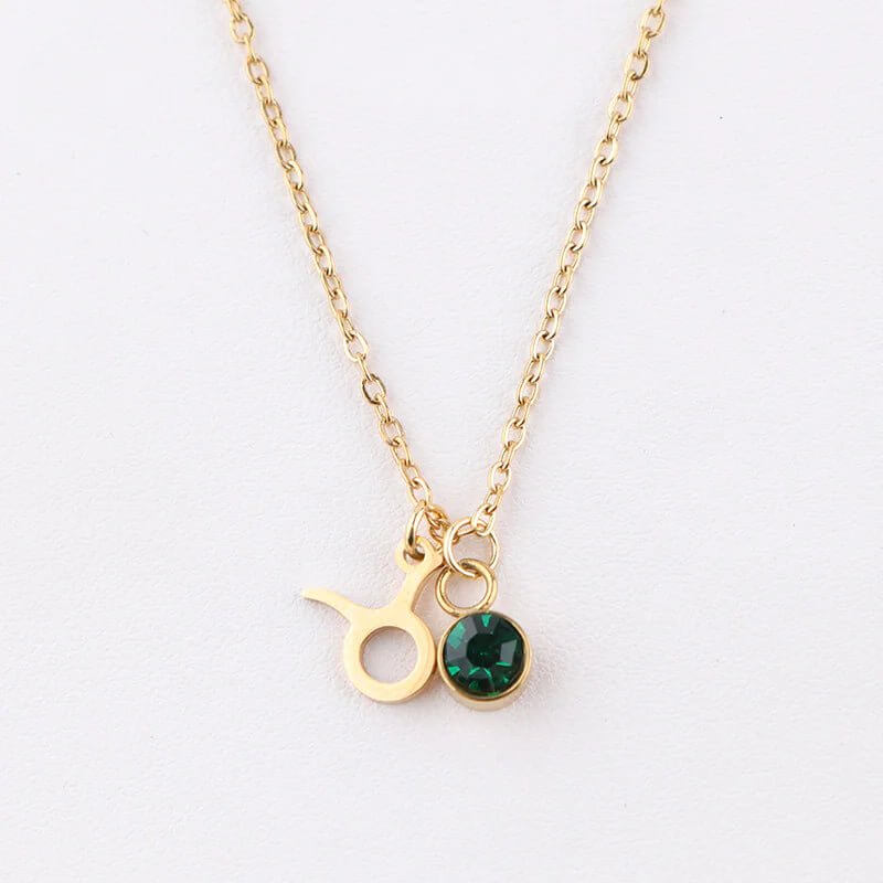 Collier en or avec pierre de naissance du zodiaque