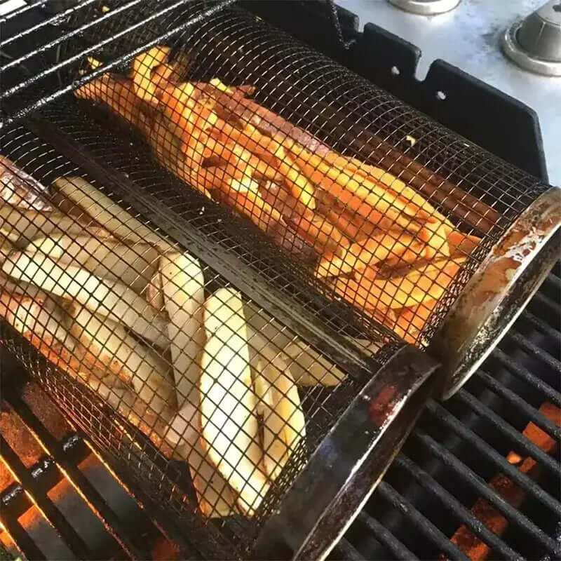 Panier rond en acier inoxydable pour barbecue – Idéal pour les grillades en plein air et le camping