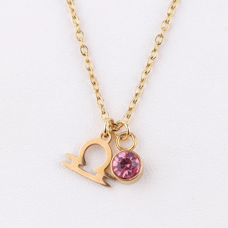Collier en or avec pierre de naissance du zodiaque