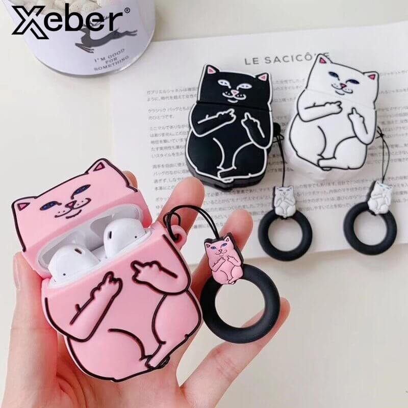 Cartoon Cat AirPods Case - 11 Étoiles