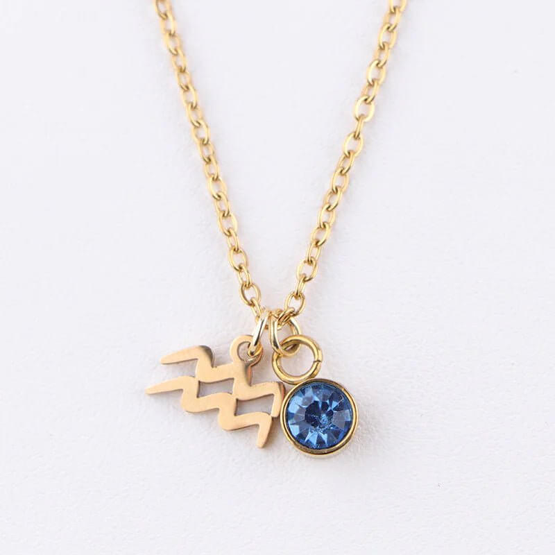 Collier en or avec pierre de naissance du zodiaque