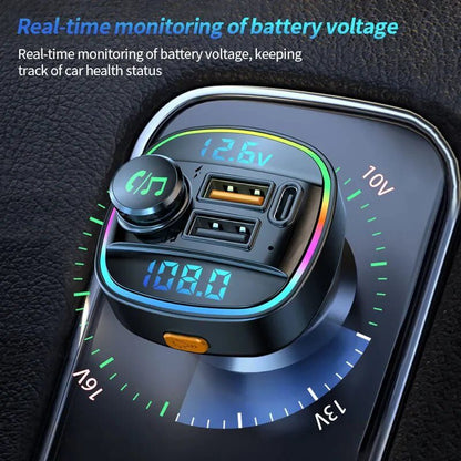 Adaptateur transmetteur FM sans fil Bluetooth 5.0 pour voiture Chargeur USB PD AUX mains libres 