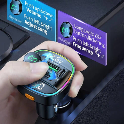 Adaptateur transmetteur FM sans fil Bluetooth 5.0 pour voiture Chargeur USB PD AUX mains libres 