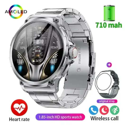 Montre connectée GPS de qualité militaire 2024 pour hommes avec surveillance de la pression artérielle et de l&
