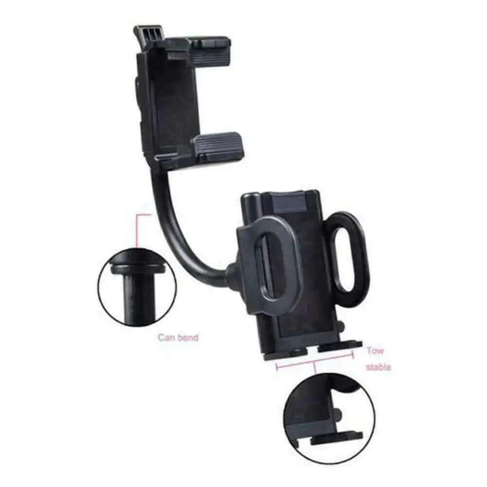 Soporte universal para espejo retrovisor de coche de 360° con soporte para teléfono móvil y GPS