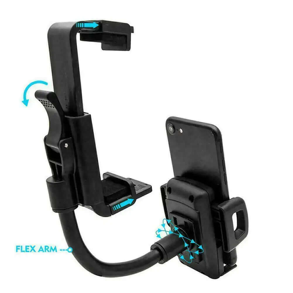 Soporte universal para espejo retrovisor de coche de 360° con soporte para teléfono móvil y GPS