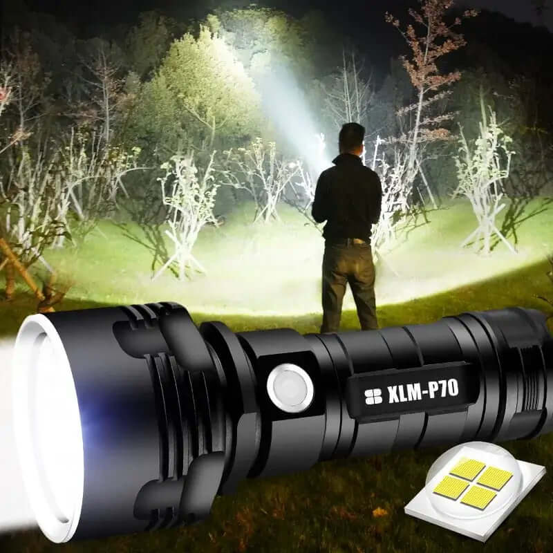 Linterna LED ultra potente: recargable por USB, resistente al agua, linterna