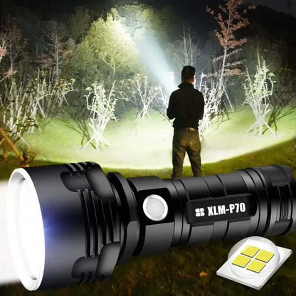 Linterna LED ultra potente: recargable por USB, resistente al agua, linterna