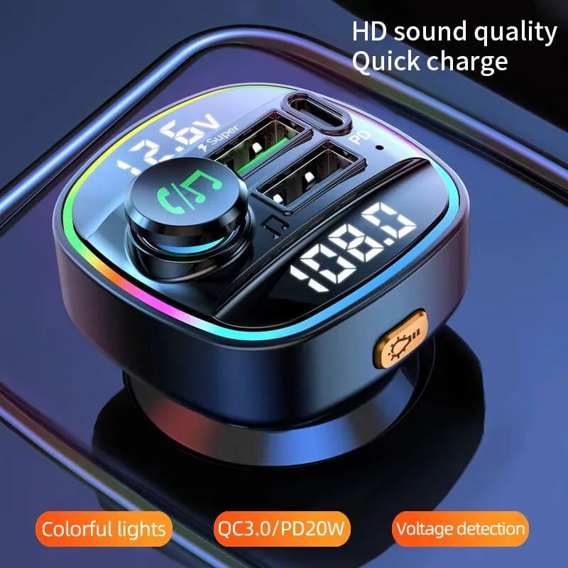 Adaptateur transmetteur FM sans fil Bluetooth 5.0 pour voiture Chargeur USB PD AUX mains libres 