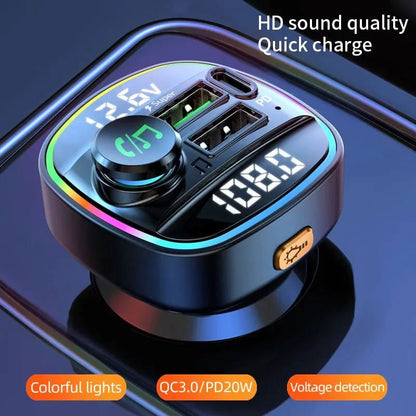 Adaptateur transmetteur FM sans fil Bluetooth 5.0 pour voiture Chargeur USB PD AUX mains libres 