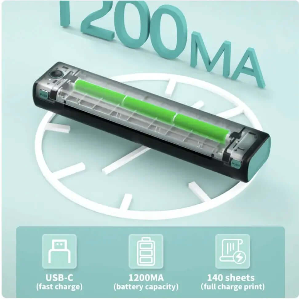 Imprimante thermique Bluetooth sans fil portable A4 pour les voyages et le bureau mobile