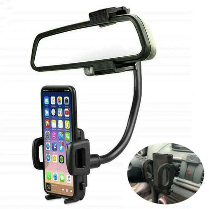 Soporte universal para espejo retrovisor de coche de 360° con soporte para teléfono móvil y GPS