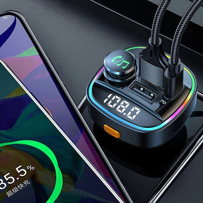 Adaptateur transmetteur FM sans fil Bluetooth 5.0 pour voiture Chargeur USB PD AUX mains libres 