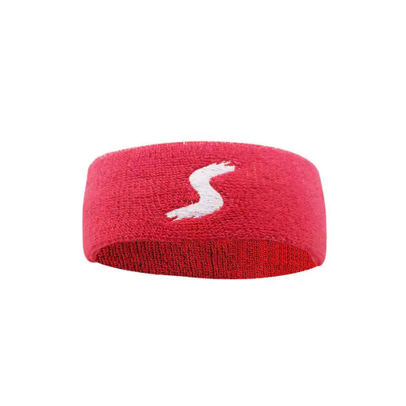 Red fitness headband made of sweat-absorbent fabric, ideal for sports, workouts, and maintaining focus during exercise.