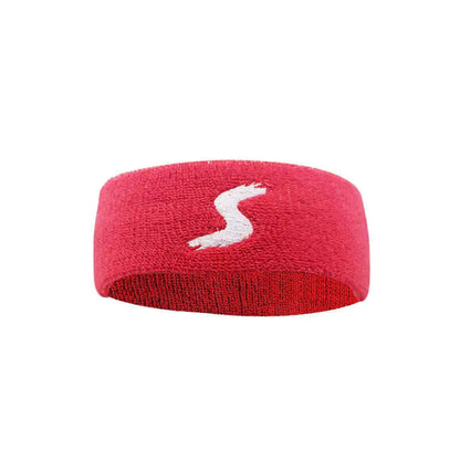 Red fitness headband made of sweat-absorbent fabric, ideal for sports, workouts, and maintaining focus during exercise.