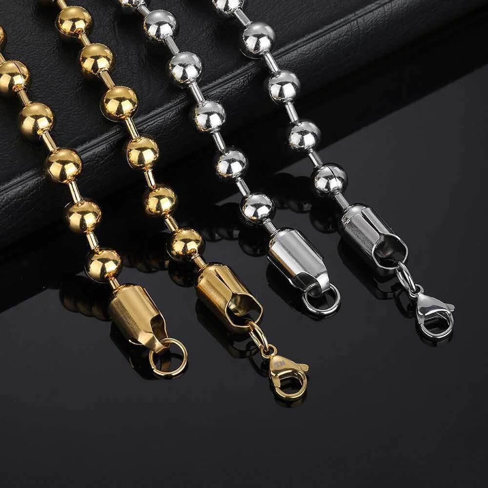 The 50cm Stainless Steel Bead Chain Necklace is a versatile and durable accessory that complements any style. Crafted from high-quality stainless steel, this necklace is resistant to tarnishing and corrosion, ensuring long-lasting wear. The bead chain design adds a subtle yet stylish touch, making it perfect for pairing with pendants or wearing on its own. Its lightweight and comfortable fit make it ideal for daily wear or layering with other jewelry. A timeless piece for men and women alike, combining eleg