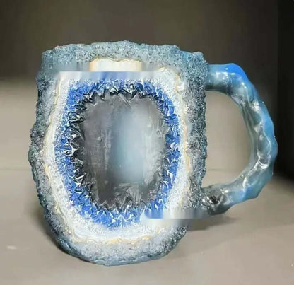Tazas de café de cristal mineral de resina de 400 ml con asas, elegantes tazas de cristal mineral falso para el lugar de trabajo, decoración del hogar, regalo de Navidad, aparatos de cocina