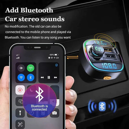 Adaptateur transmetteur FM sans fil Bluetooth 5.0 pour voiture Chargeur USB PD AUX mains libres 