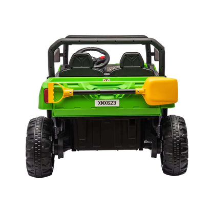 UTV 24 V 2 places avec 2 moteurs 200 W, benne basculante, pelle, télécommande parentale, pneus antidérapants. Camion électrique parfait pour les garçons et les filles !