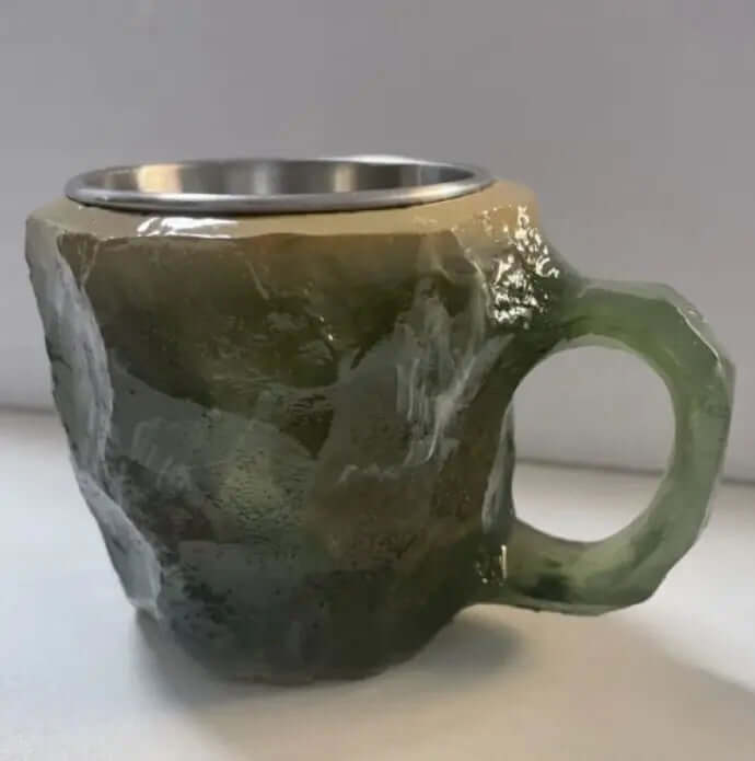 Tazas de café de cristal mineral de resina de 400 ml con asas, elegantes tazas de cristal mineral falso para el lugar de trabajo, decoración del hogar, regalo de Navidad, aparatos de cocina