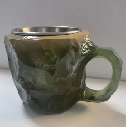 Tazas de café de cristal mineral de resina de 400 ml con asas, elegantes tazas de cristal mineral falso para el lugar de trabajo, decoración del hogar, regalo de Navidad, aparatos de cocina